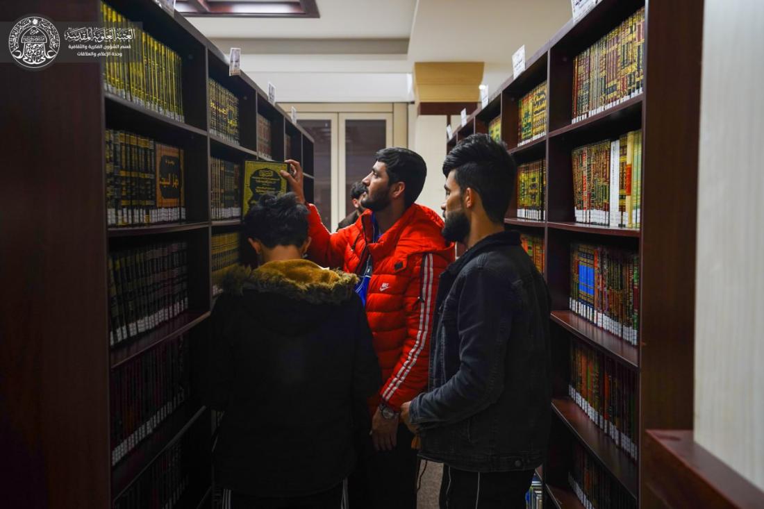  وفد رياضي شبابي من محافظة كركوك يزور مكتبة الروضة الحيدرية ومعرض نشاطات قسم الشؤون الفكرية والثقافية في العتبة العلوية المقدسة | 