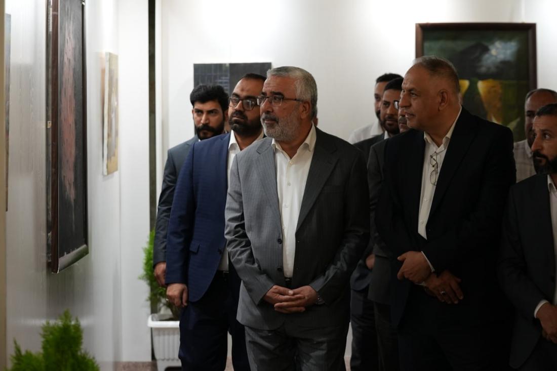 ضمن فعاليات أسبوع الغدير الدولي الثالث عشر .. الأمين العام للعتبة العلوية المقدسة يفتتح معرض اللوحات الفنية | 